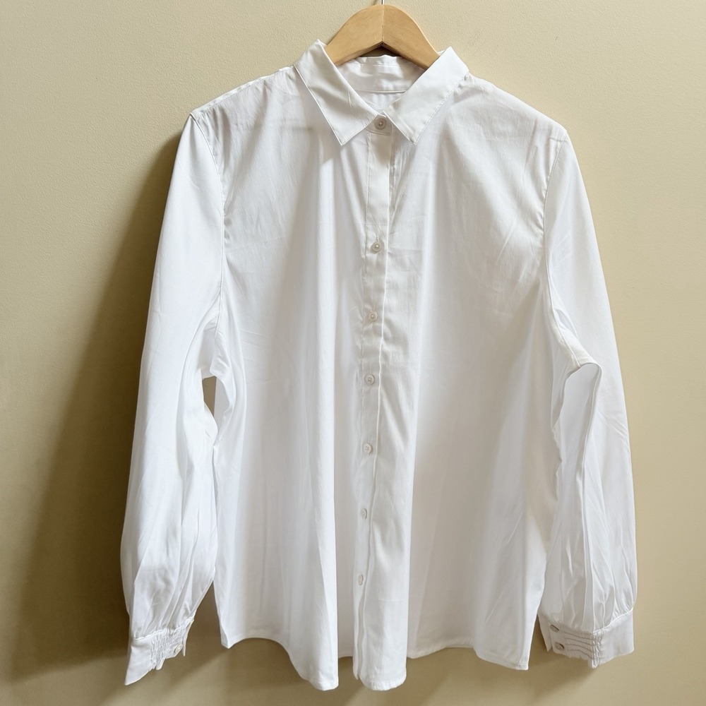Chico's Button Up Shirt buttoned‎ cuffs Sleeves SZ-4 Cool Max All Season White